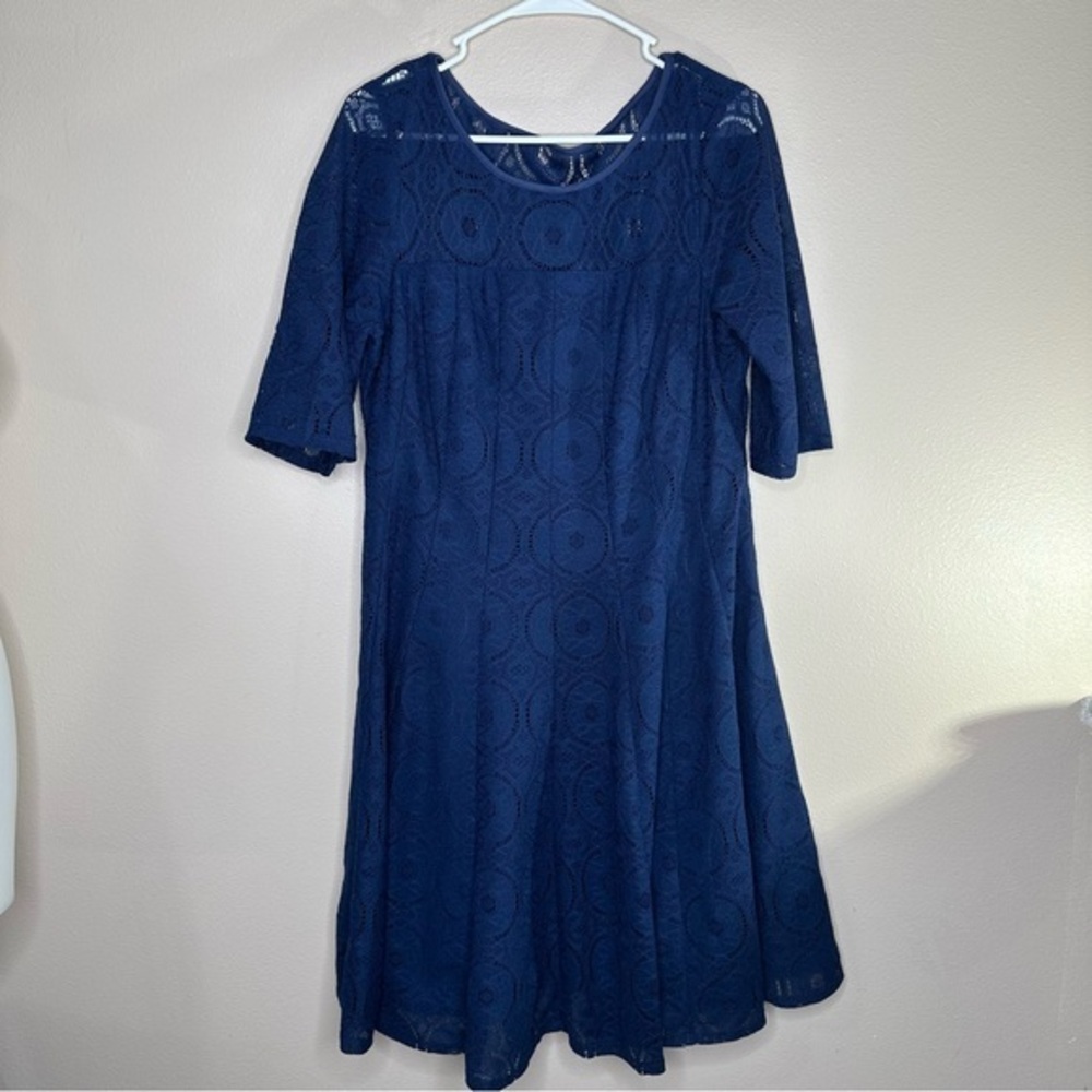 RABBIT RABBIT RABBIT DESIGN BLUE LACE OVERLAY FIT N FLARE KNEE LENGTH Size 16